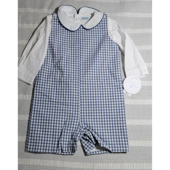 Edgehill Collection Other - Edgehill Collection Baby Boys Blue Gingham Peter Pan Romper  24 Months NWT